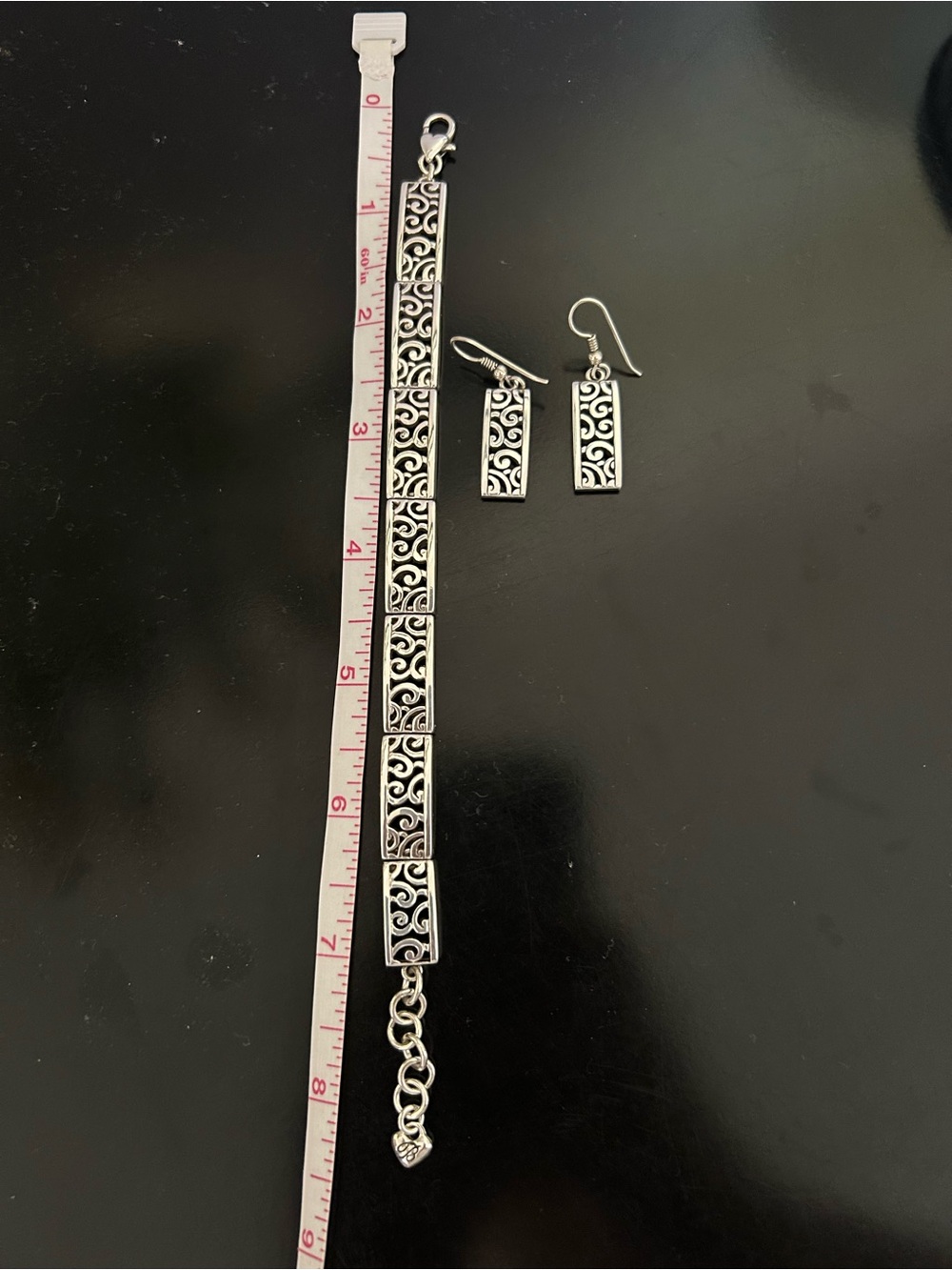 Brighton Silver Filigree Link Bracelet with Matching Drop Earrings - Picture 3 of 5